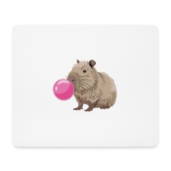 Niedliches Capybara mit Kaugummi für einen - Mousepad (Querformat) - Weiß - Vorne