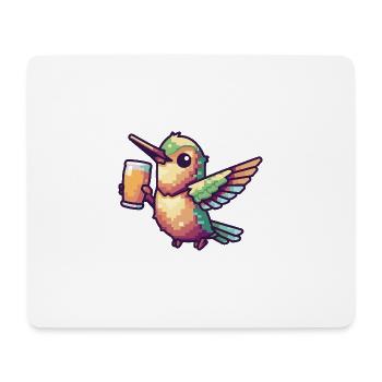 Kolibri Vogel Pixel Bier - Mousepad (Querformat) - Weiß - Vorne