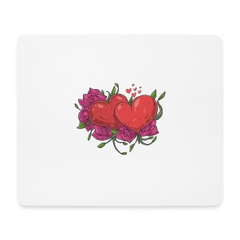 Hearts with flowers - Mouse Pad (horizontal) - white - Front