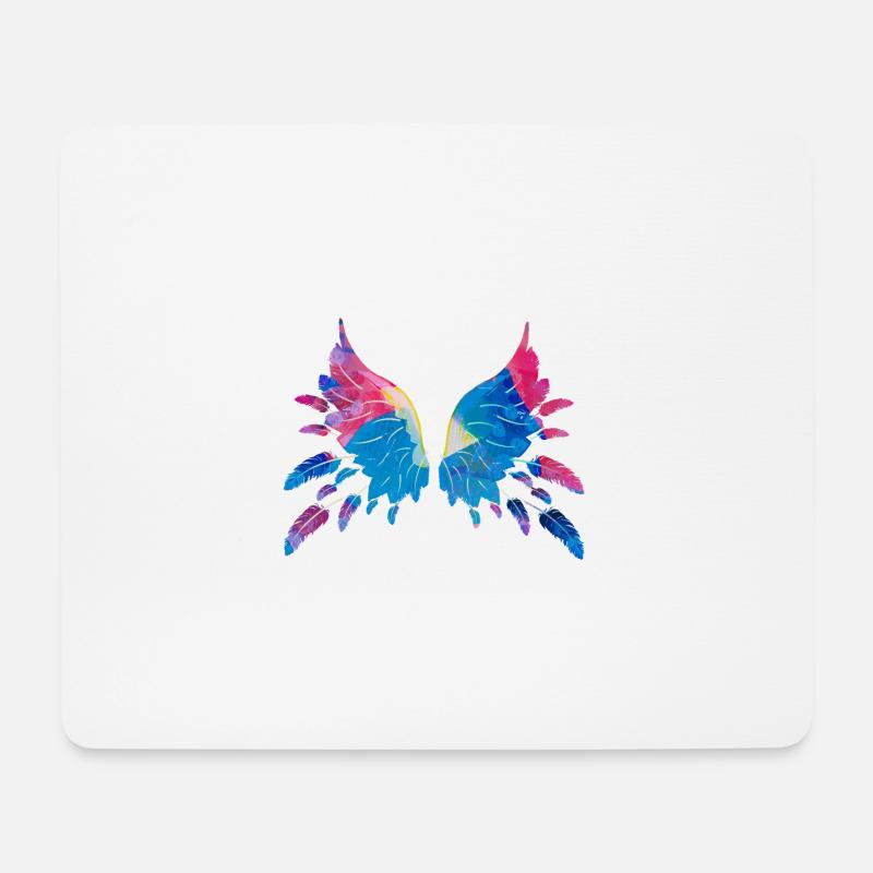 flügel,federn,blaue flügel,feder,malerei - Mousepad (Querformat) - Weiß
