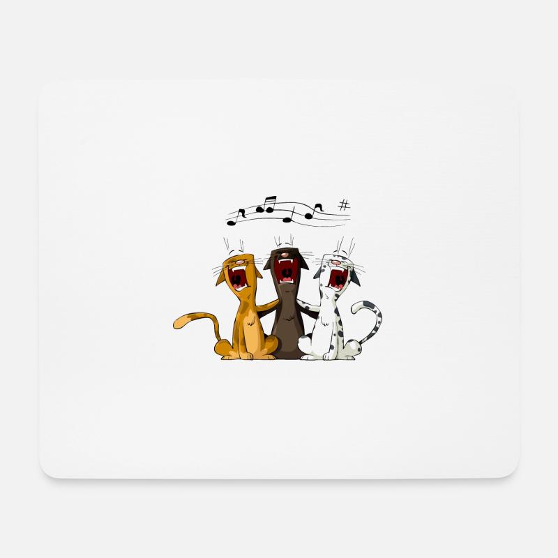 Singende Katzen - Mousepad (Querformat) - Weiß