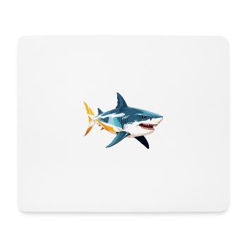 Hai Vektor Kunst mit lebendiger Farbillustration - Mousepad (Querformat) - Weiß - Vorne