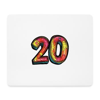 20 Zahl Bunt - Mousepad (Querformat) - Weiß - Vorne