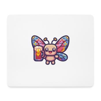 Bière Butterfly Pixel - Tapis de souris (format paysage) - blanc - Devant