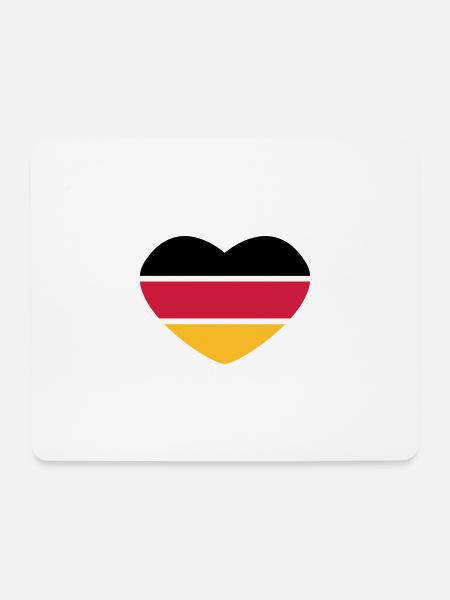 Heart 3colored - Black Red Gold - Germany - Mouse Pad (horizontal) - white