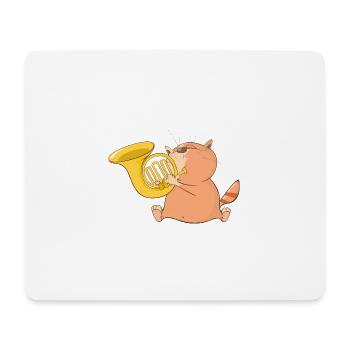 Katze spielt Musik - Mousepad (Querformat) - Weiß - Vorne