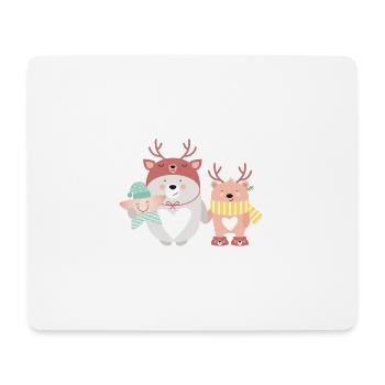 Bär & Rentier - Mousepad (Querformat) - Weiß - Vorne