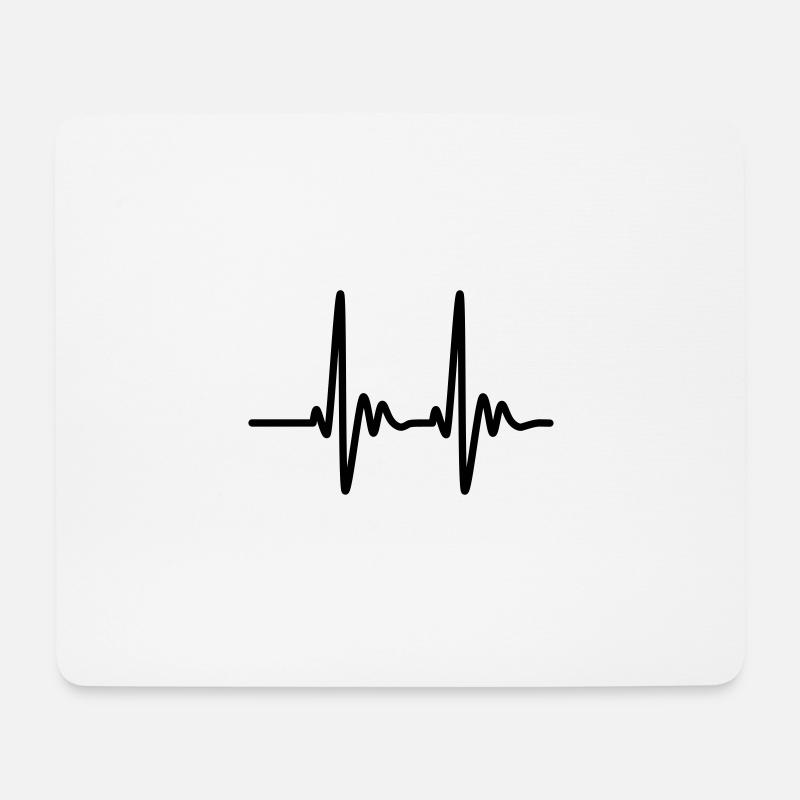 Herzschlag EKG Pulse - Mousepad (Querformat) - Weiß