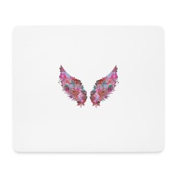 angelwings,wings,colorful,angel wings,flowers - Mouse Pad (horizontal) - white - Front
