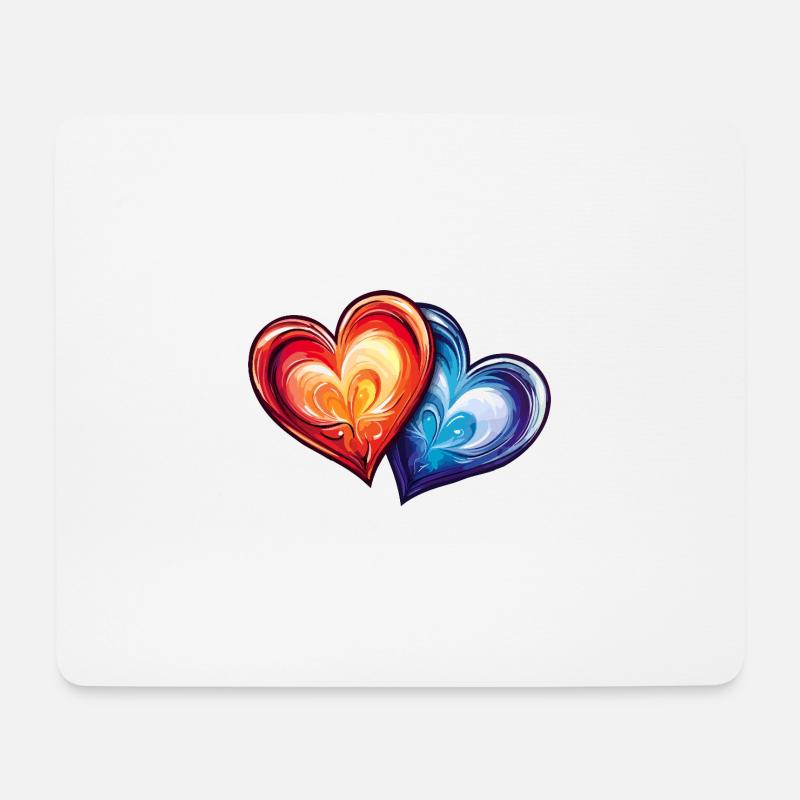 Bunte Herzen - Mousepad (Querformat) - Weiß