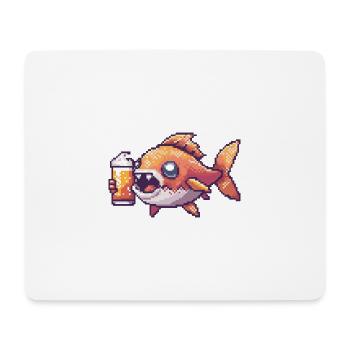 Poisson Piranha Bière Pixel - Tapis de souris (format paysage) - blanc - Devant