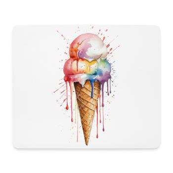 Rainbow Ice Cream Cone - Colorful Treat - Mouse Pad (horizontal) - white - Front