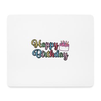 Joyeux anniversaire Joyeux gâteau d’anniversaire - Tapis de souris (format paysage) - blanc - Devant