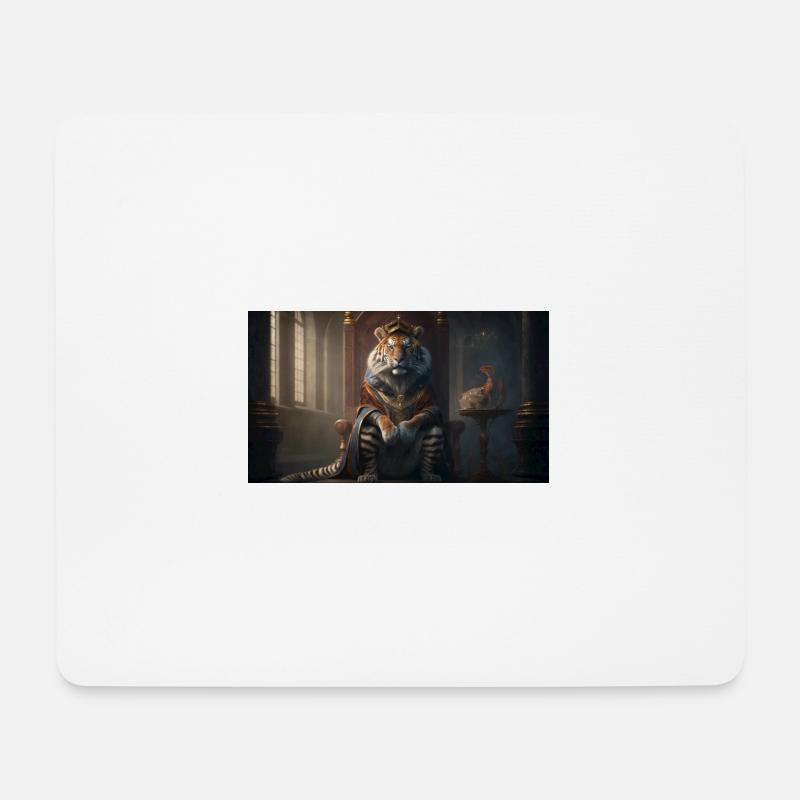 Tiger sitzt auf einem Thron, generative KI - Mousepad (Querformat) - Weiß