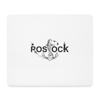 Rostock mit Schriftzug und Anker - Mousepad (Querformat) - Weiß - Vorne