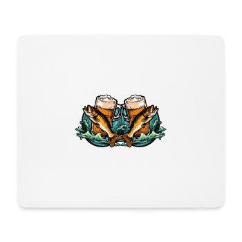 Angeln Fischen Bier - Mousepad (Querformat) - Weiß - Vorne