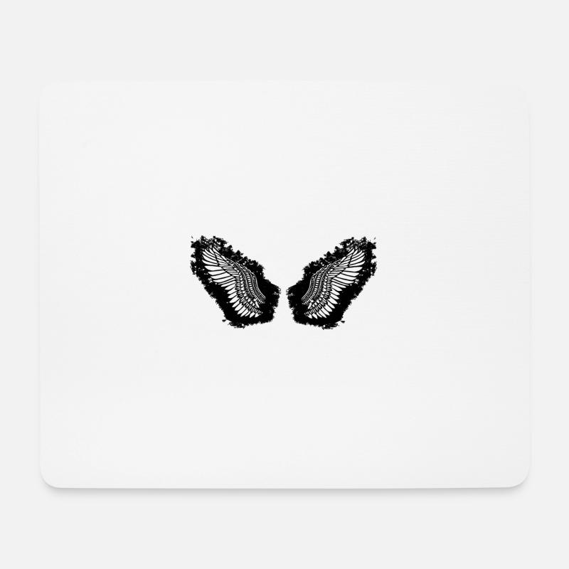 angelwings,flügel,aquarell,schwarz,engelsflügel - Mousepad (Querformat) - Weiß