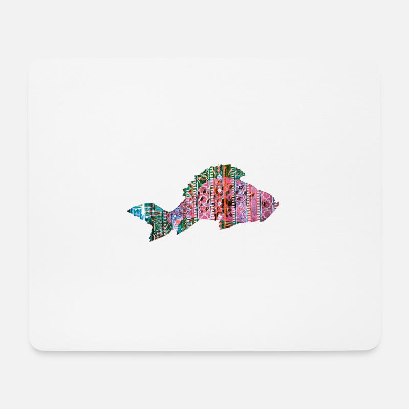Karpfen, Fisch, Mosaik, Muster,rot - Mousepad (Querformat) - Weiß
