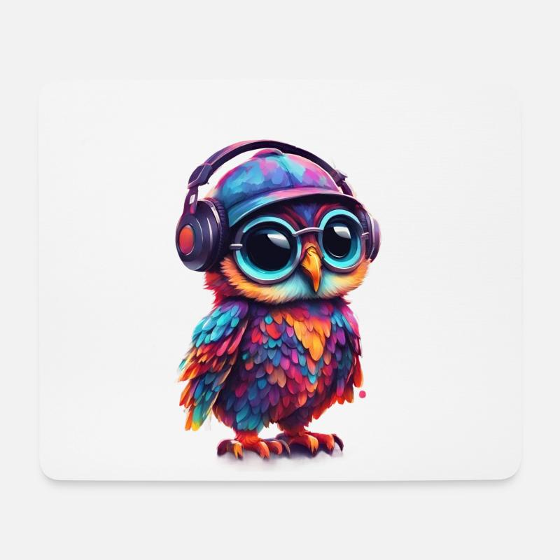 Süße Babyeule- Eule sagt Hi - Mousepad (Querformat) - Weiß