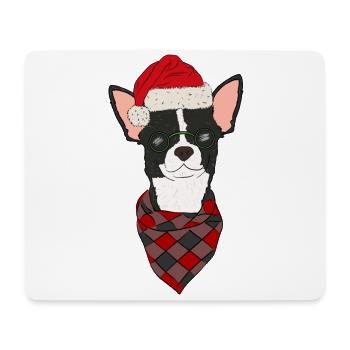 Chihuahua Christmas Black White Shorthair - Mouse Pad (horizontal) - white - Front