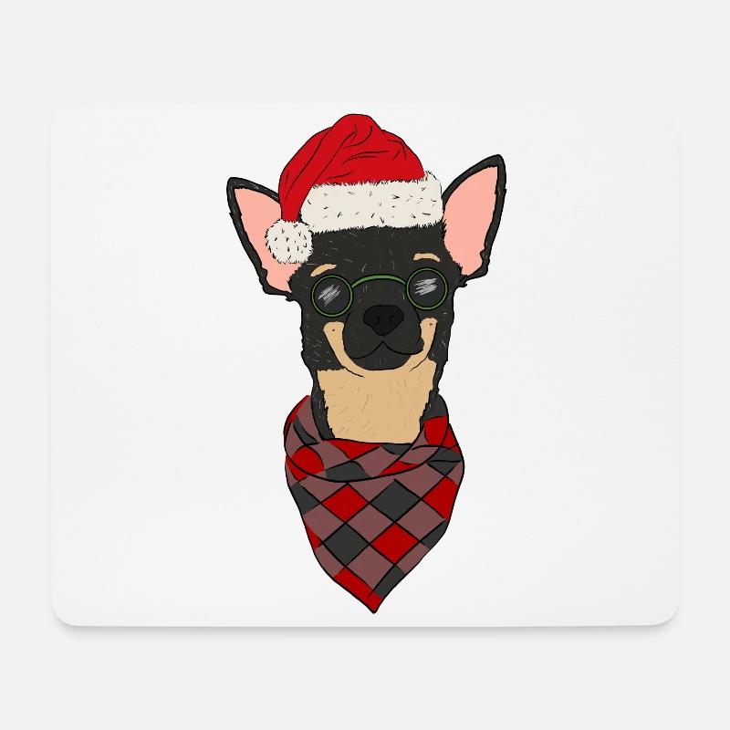 Chihuahua with Christmas hat - Mouse Pad (horizontal) - white