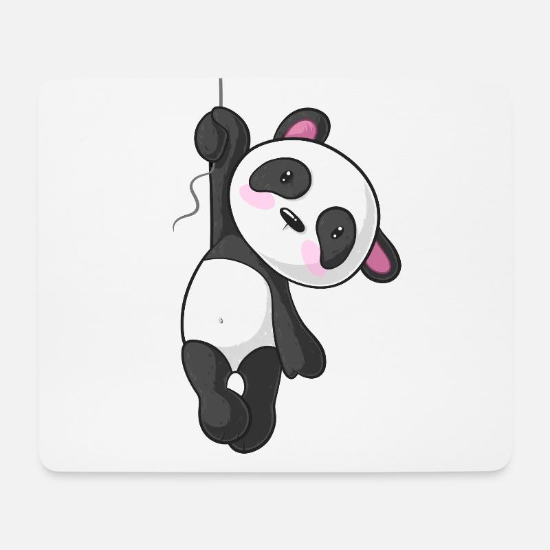 Hängender Comic Panda - Mousepad (Querformat) - Weiß