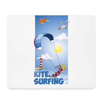 Colorful illustration of a kitesurfer - Mouse Pad (horizontal) - white - Front