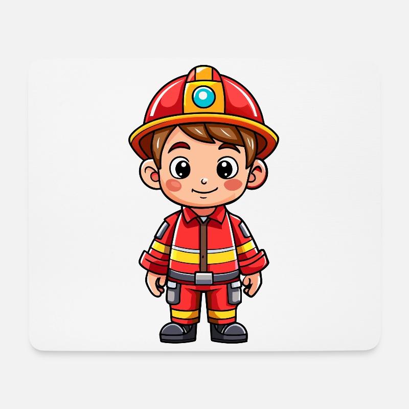 Held in Rot der Feuerwehrmann - Mousepad (Querformat) - Weiß