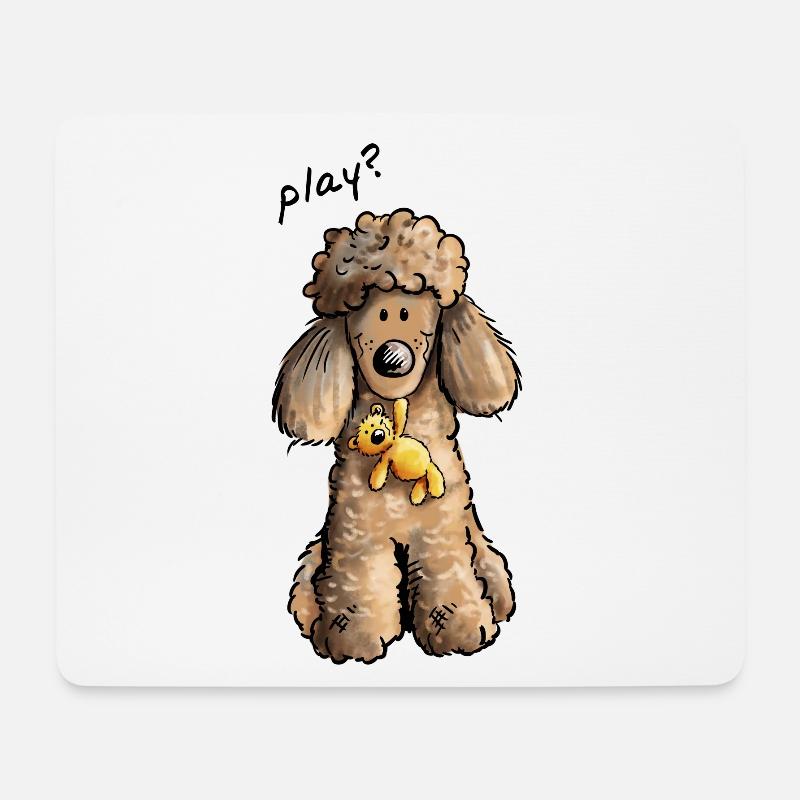 Pudel Play - Mousepad (Querformat) - Weiß