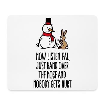Funny Christmas Snowman Carrot Rabbit - Mouse Pad (horizontal) - white - Front