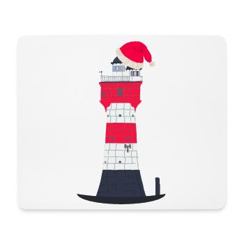 Noël, Red Sand Lighthouse avec chapeau rouge - Tapis de souris (format paysage) - blanc - Devant