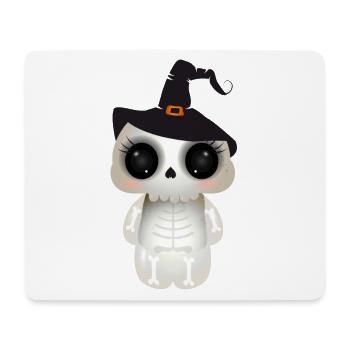 cute skull with black witch hat - Mouse Pad (horizontal) - white - Front