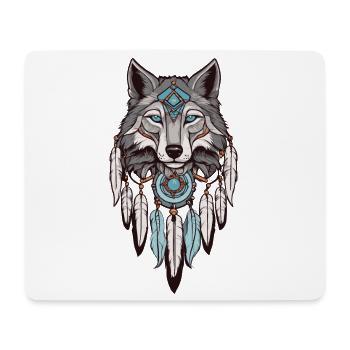 Loup Attrape-rêves - Tapis de souris (format paysage) - blanc - Devant
