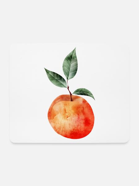 leuchtender Pfirsich mit Blätter Illustration - Mousepad (Querformat) - Weiß