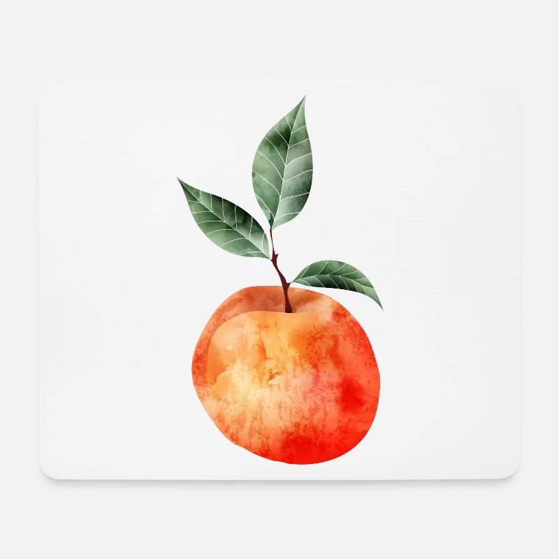 leuchtender Pfirsich mit Blätter Illustration - Mousepad (Querformat) - Weiß