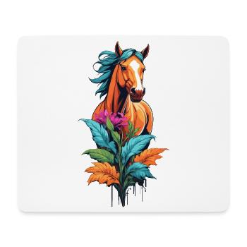 Horse head with flowers - Mouse Pad (horizontal) - white - Front