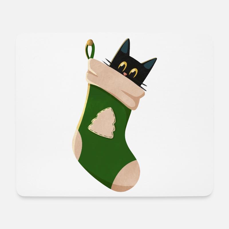 Katze in grünem Stiefel - Mousepad (Querformat) - Weiß