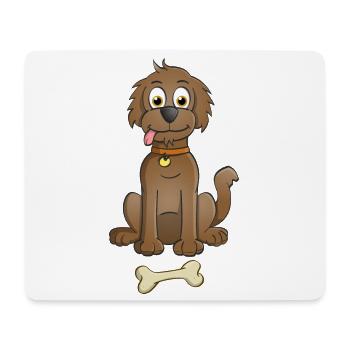 Image joyeuse d’un chien brun avec de l’os - Tapis de souris (format paysage) - blanc - Devant