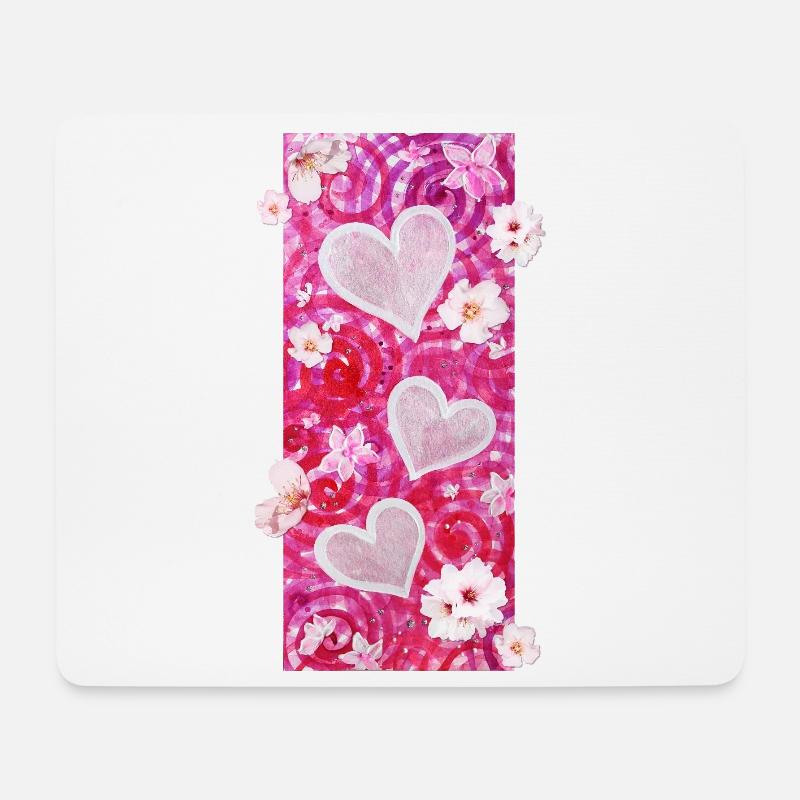 Mandelblüten Herzen - Sonja Ariel von Staden - Mousepad (Querformat) - Weiß