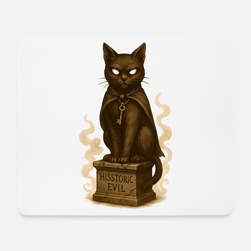 Dunkle Katzenzaubermaske - Mousepad (Querformat) - Weiß