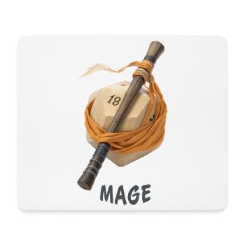 D20 with Wand – Mage Fantasy Dice - Mouse Pad (horizontal) - white - Front
