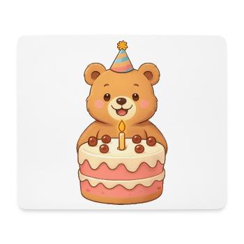 Cuddly Bear Birthday Cake Illustration - Mouse Pad (horizontal) - white - Front