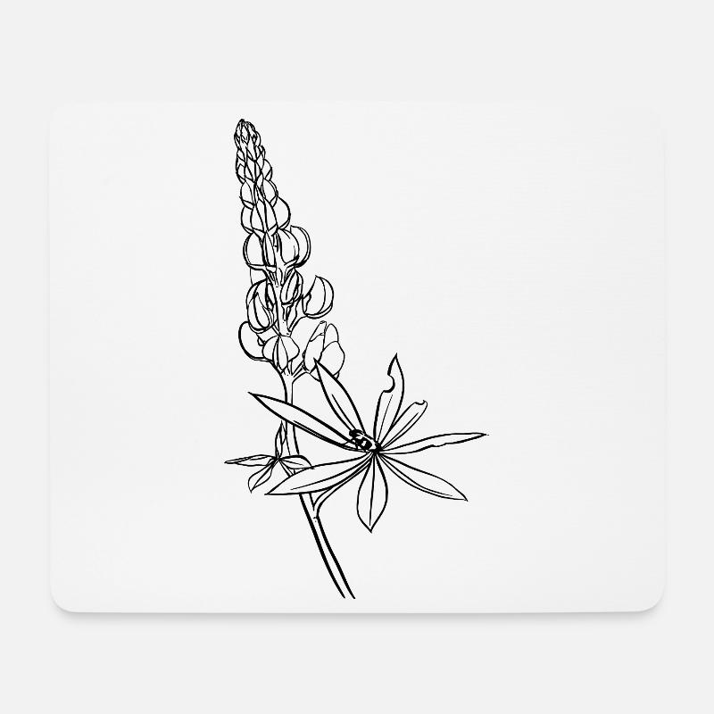 Lupin avec coléoptère - Tapis de souris (format paysage) - blanc