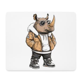 Nashorn Cool Winter - Mousepad (Querformat) - Weiß - Vorne