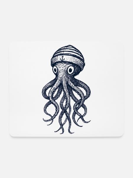 Seemann Tintenfisch - Mousepad (Querformat) - Weiß