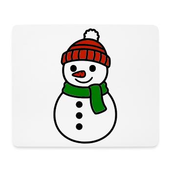 Mignon bonhomme de neige avec chapeau et écharpe - Tapis de souris (format paysage) - blanc - Devant