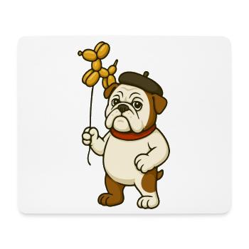 Künstlerischer Bulldogge mit goldenem Ballonhund - Mousepad (Querformat) - Weiß - Vorne
