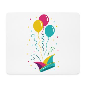 Karneval Narrenkappe mit Ballons & Konfetti - Mousepad (Querformat) - Weiß - Vorne