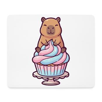 Capybara on cupcake cake sweet motif - Mouse Pad (horizontal) - white - Front