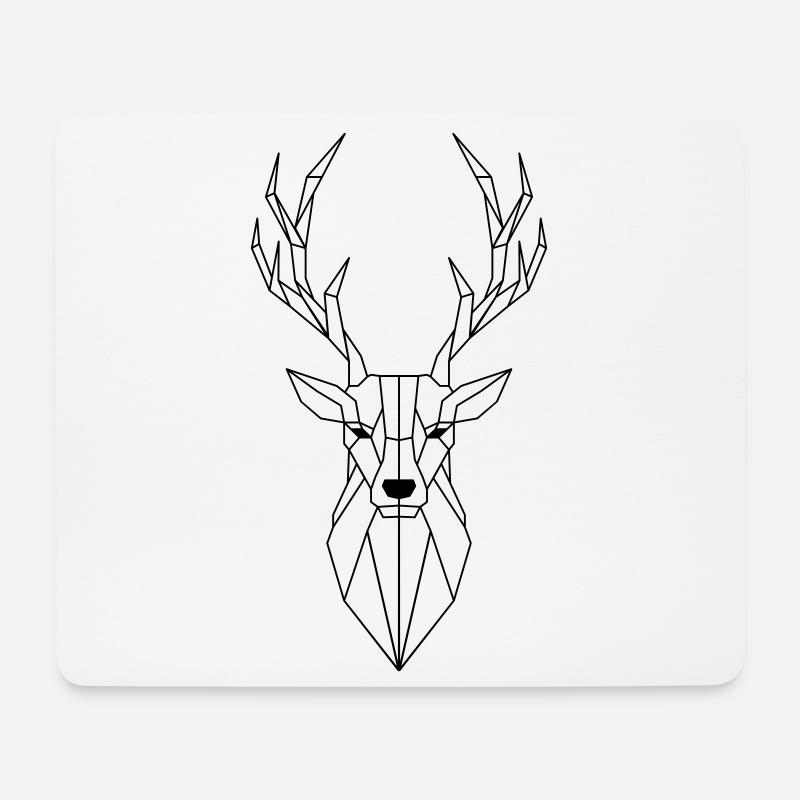 Hirsch Polygon - Mousepad (Querformat) - Weiß